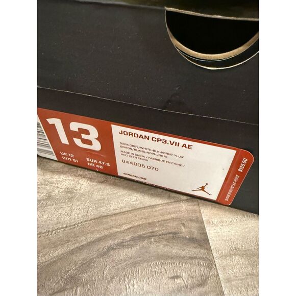 Jordan CP3.VII AE Dark Grey Vibrant Yellow Mens 13 New with Box - Picture 5 of 8